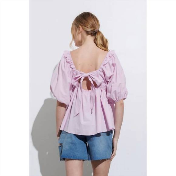 NEW AARON & AMBER baby doll back tie blouse in purple - Picture 2 of 4